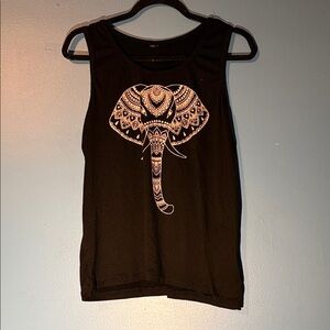 Black Tank Top with Elephant Design